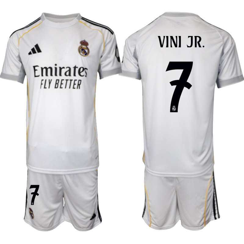 Men 2025-2026 Club Real Madrid home White #7 Vini jr Soccer Jersey